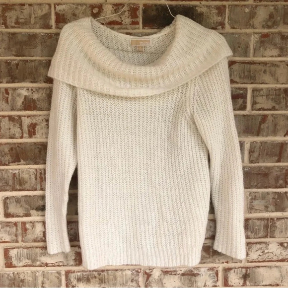 Michael Michael Kors Mohair Blend Cream Cowl Neck Fuzzy Sweater - Picture 1 of 10